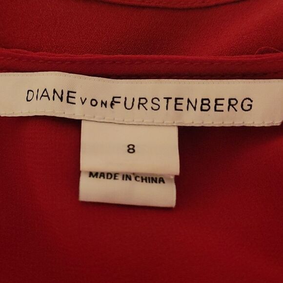 DVF Red silk chiffon draped crowl Reara Dress - Picture 5 of 9